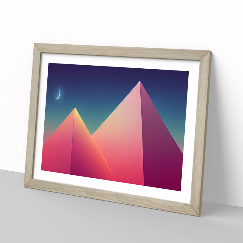 XH1022-6160X Modern Pyramids Vol.3 - Single Picture Frame Print, 46cm H x 64cm W x 2cm D, Oak Framed