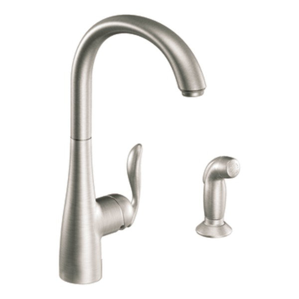 Robinet de cuisine à poignée simple Arbor, Acier inoxydable classique