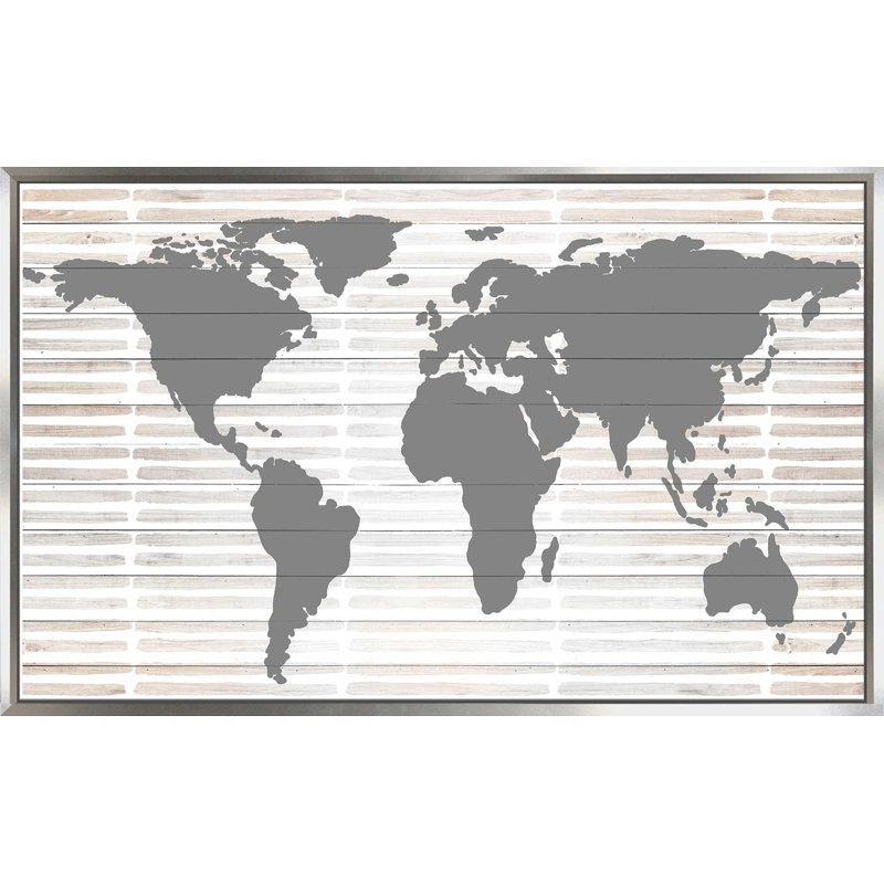 «Gray Global», impression, H 21,5 po x l 33,5 po x P 2 po, Cadre flottant argent