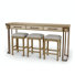 Rio Vista - 3-Drawer Console With Power Strip, Usb-A And Usb-C Port And 3 Stools - Muted Earth Tones And Clay Finish