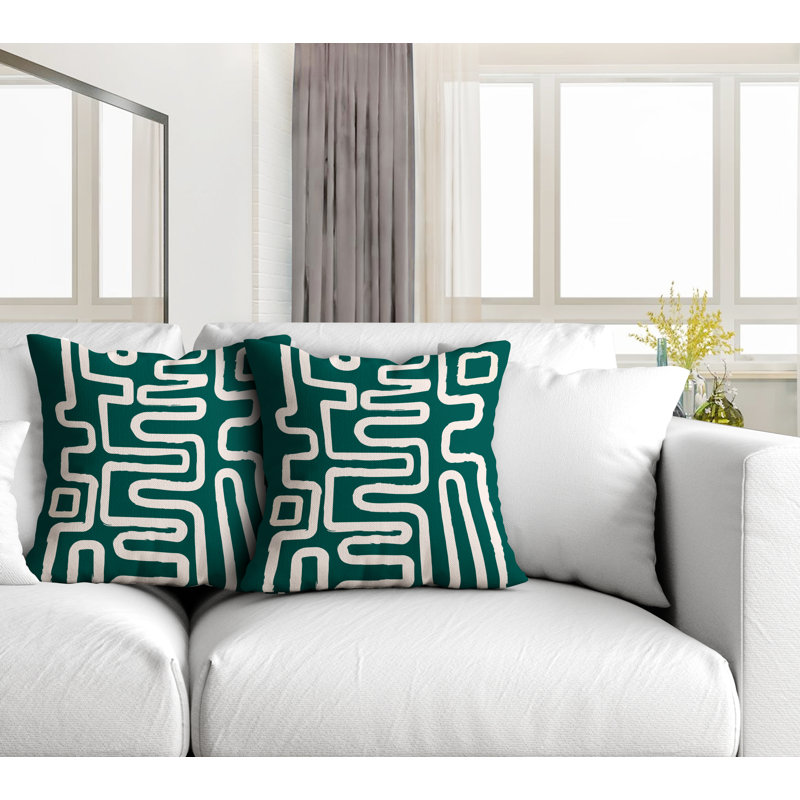 Coussin décoratif carré intérieur / extérieur Miroir, L 15 po x H 15 po, Émeraude