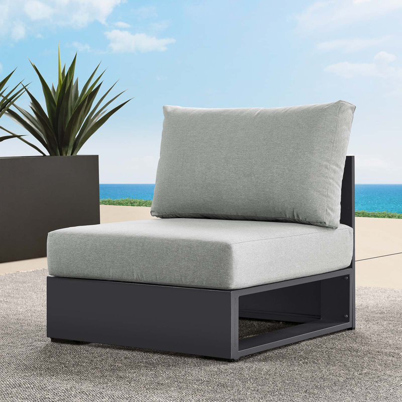 Modway Tahoe Outdoor Patio Powder-Coated Aluminum Modular Armless Chair, Gray