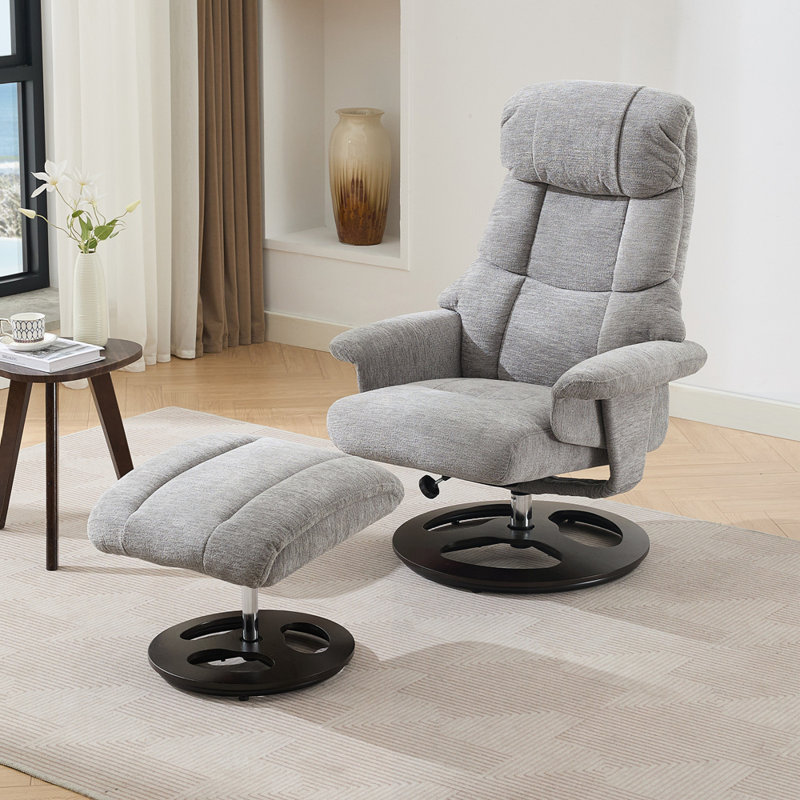 Fauteuil inclinable pivotant en cuir synthétique avec base enveloppée, Similicuir noir