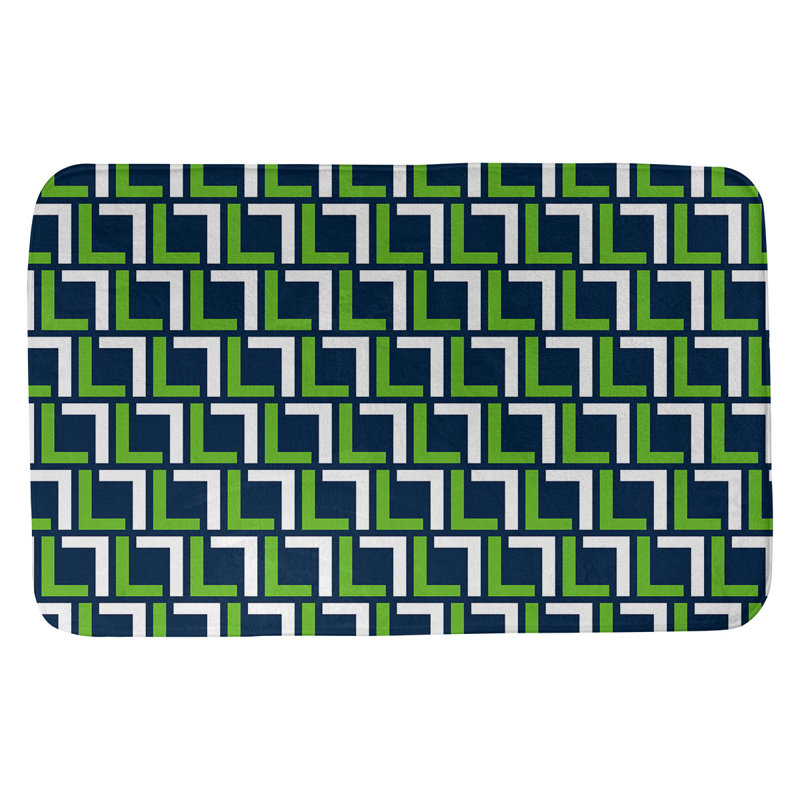 Tapis pour salle de bain Baltimore, l 21 po x L 34 po, Bleu marine collège / vert action / blanc