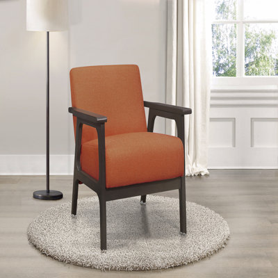 Chaise d'appoint - Tissu d'ameublement orange et bois d'hévéa massif gris antique