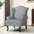 Duward Stripe Gray Linen Upholstered Wingback Accent Chair with Rolled Arm and Solid Wood Leg-1428355995