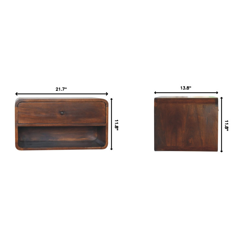 Table de chevet en bois massif Karlow, Brun