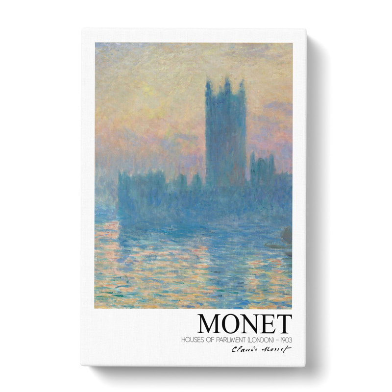 Houses Of Parliament With Border by Claude Monet - Wrapped Canvas, 76cm H x 50cm W x 3cm D