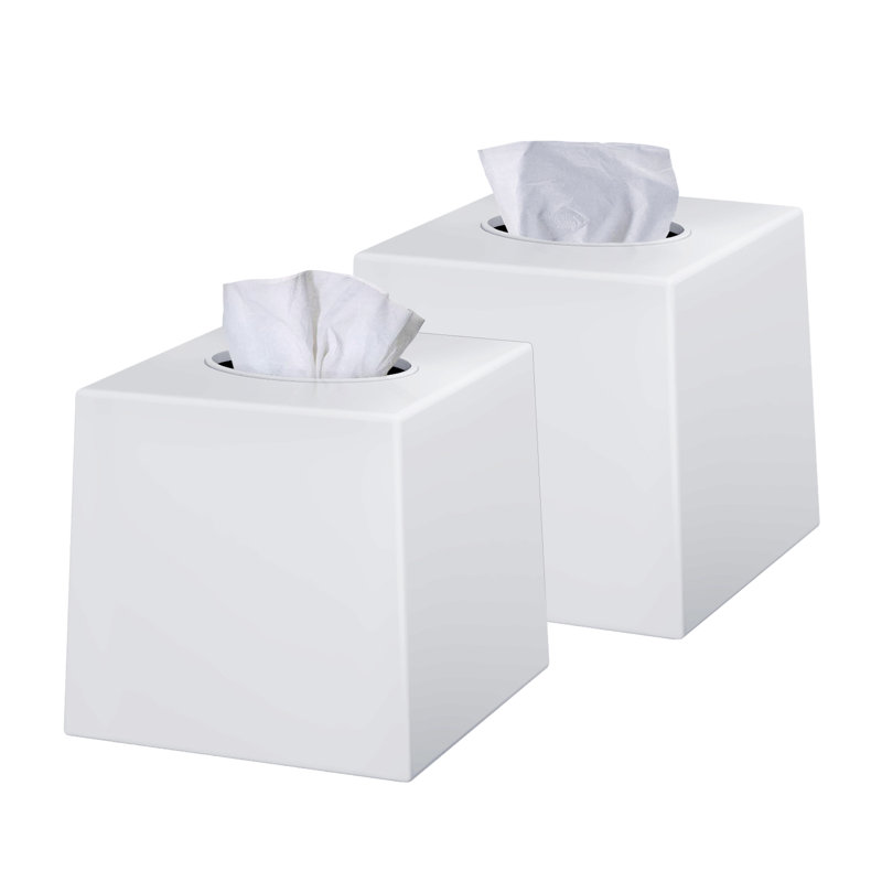 Plastic Tissue Box Cover Holder, White
