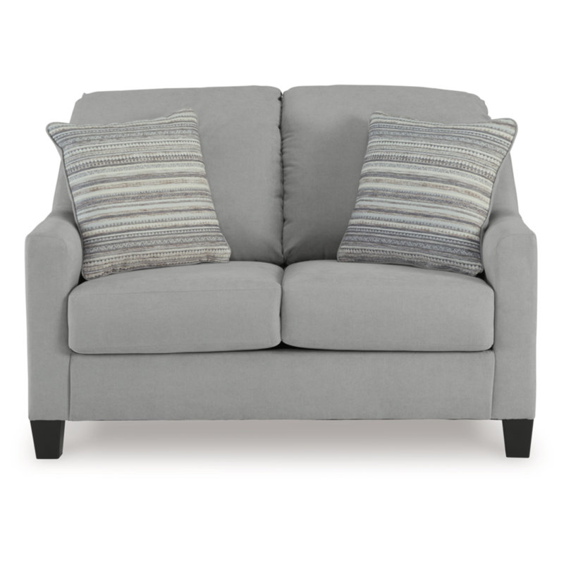 Gray Velvet Loveseat with Removable Cushions