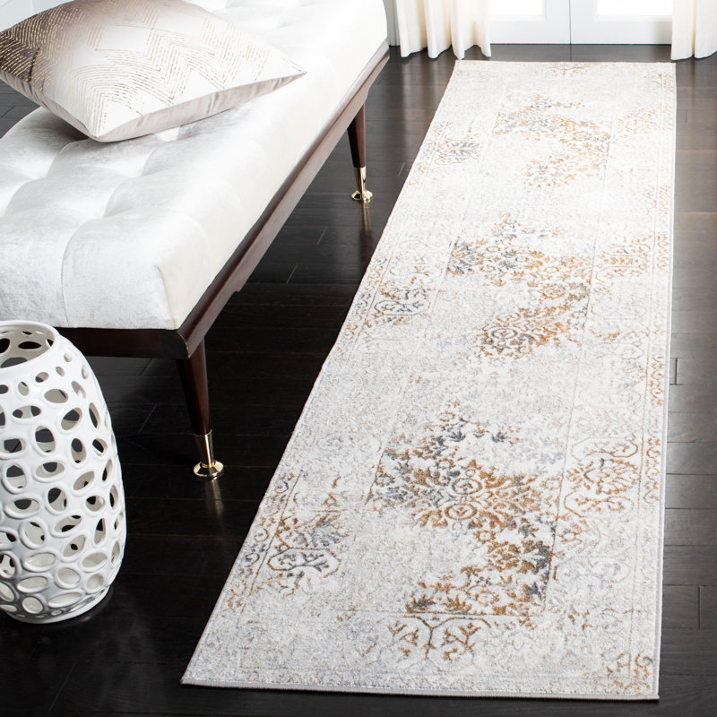 Calhoune Oriental Gray/Gold Area Rug, Runner 2'2" x 9'