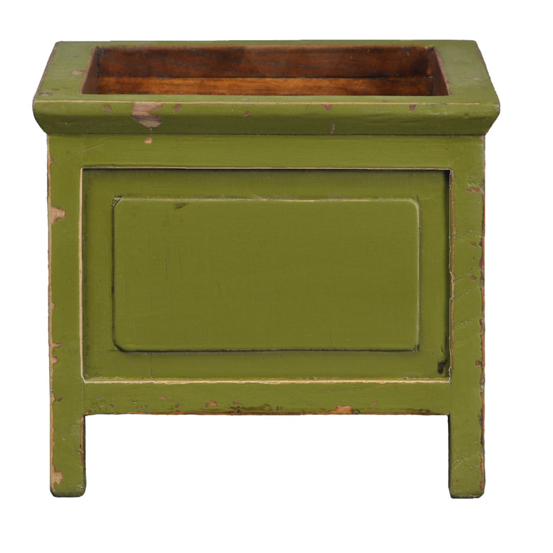 Handmade Wood Elevated Planter, Green