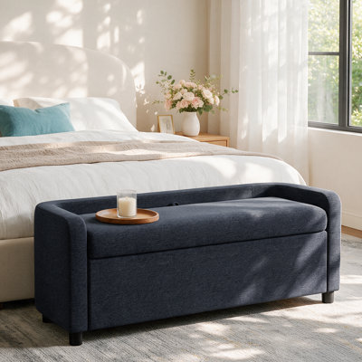 Narooma Linen Upholstered Flip Top and Storage Bench