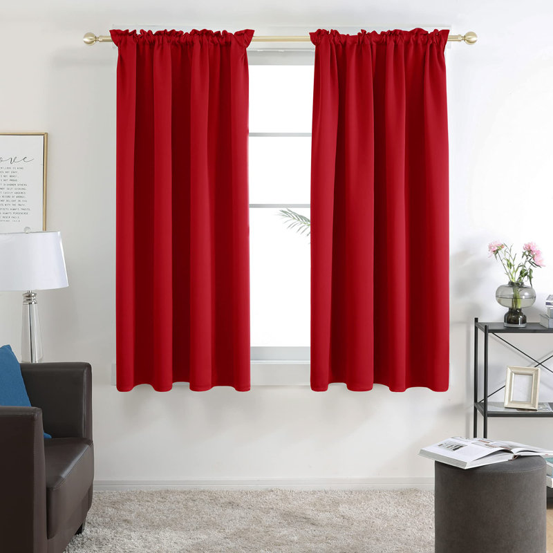 Rideaux occultant et isolant obscurcissant avec passe-tringle (ensemble de 4), Rouge, L 38 po x L 45 po