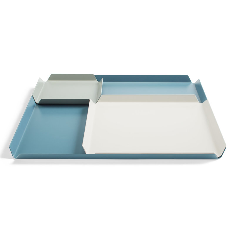 Square Decorative Tray, Blue/White/Green