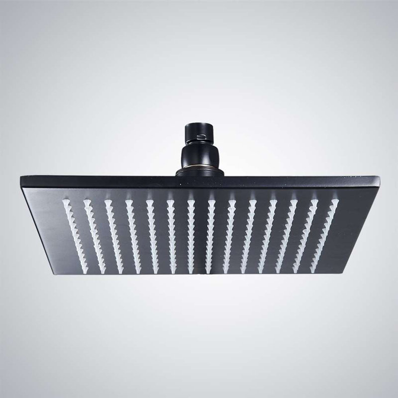 Tête de douche à pluie à DEL changeant de couleur carrée bronze foncé / noir mat 12 po Fontana