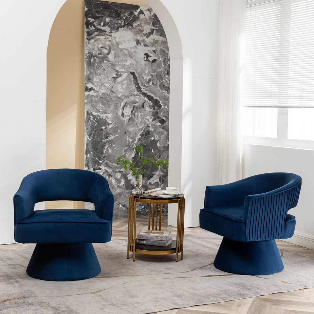 Chynna Velvet Swivel Barrel Chair (Set of 2) Everly Quinn Body 
