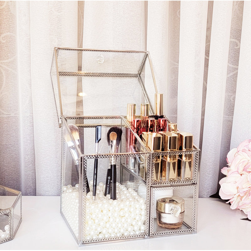 Organisateur de maquillage en verre Stenya, Argent