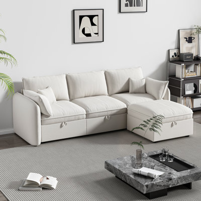 Canapé modulaire rembourré réversible 4 pièces Geralte