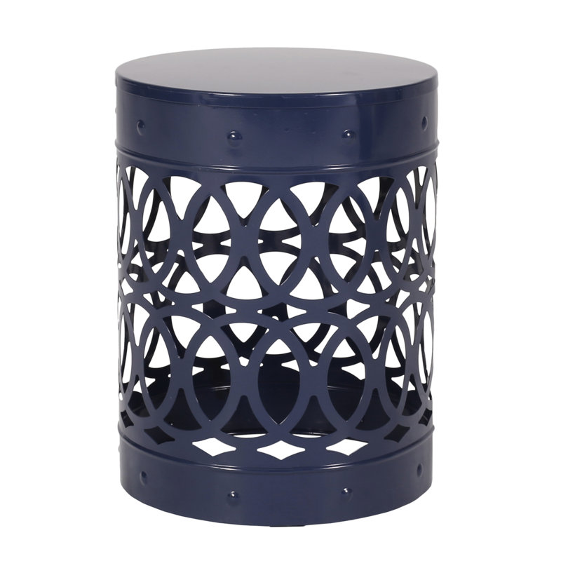 Modern Outdoor Side Table, Large, Robust Frame Detail Large Size, Finish, No Assembly Needed, Navy Blue