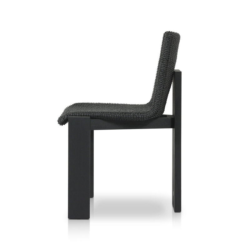 Padme Outdoor Teak Dining Side Chair, Stained Black