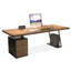 Bureau de direction rectangulaire en bois massif brun clair avec tiroirs-469481874-469481884