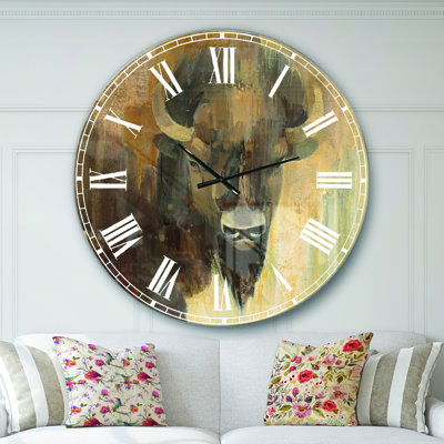 Into the Wild Gold Buffalo - Horloge murale maison de campagne