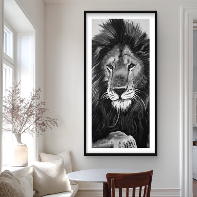 Lion King Gray Animals Framed Matted Print | Home Decor