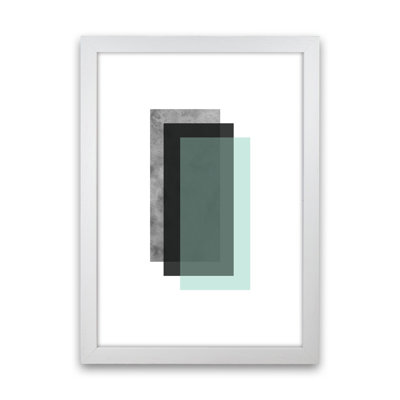 Geometric Mint And Black Rectangles by Pixy Paper - Print