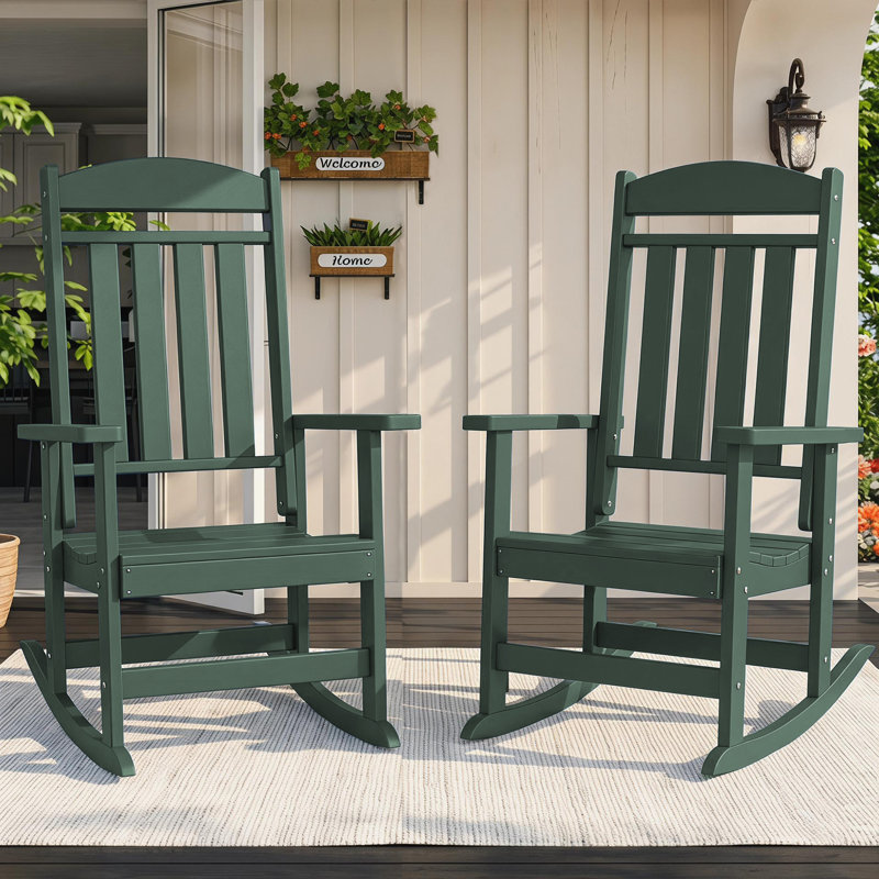 Oxing HDPE Outdoor Rocking Chair, Dark Green