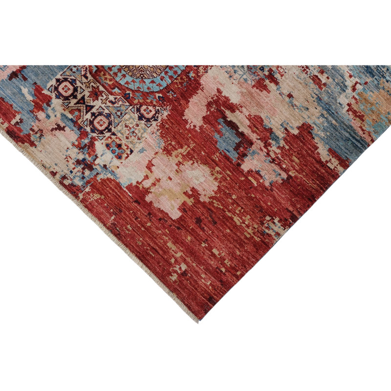 High-Quality Hand-Knotted Red And Blue Area Rug