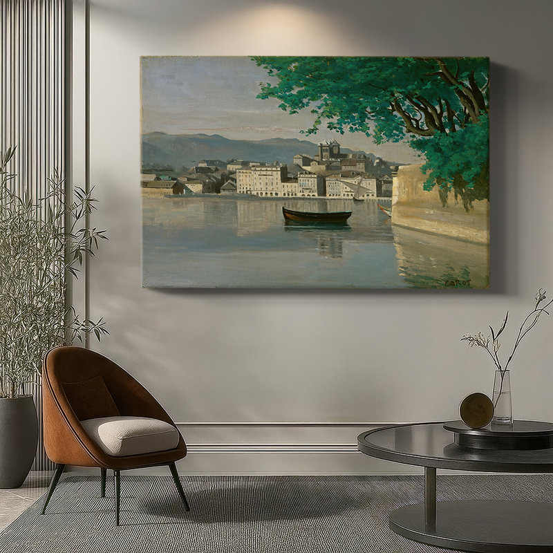 Jean "View of Geneva" - Art mural sur toile tendue de qualité musée, 8 x 12