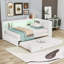 Lit de jour double en bois avec DEL, USB, tablettes de rangement et lit gigogne simple-1223968347