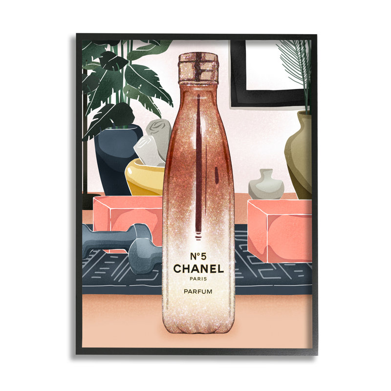 Glam Fashion Designer Bottle Modern Home Interior, Giclée encadrée noir minuit, H 14 po x l 11 po
