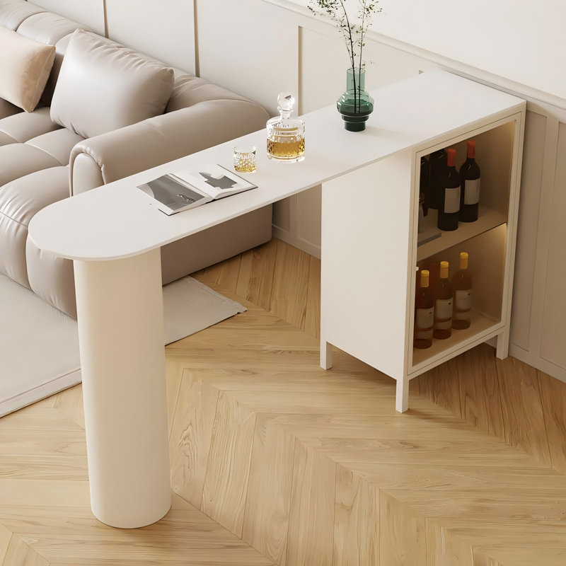 Table de bar 55,12 po moderne en granit minimaliste pour la maison - table longue de style crème