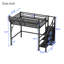 Lit mezzanine simple en métal avec escalier, tablettes de rangement et garde-robe intégrée pour enfants et adolescents (matelas non inclus)