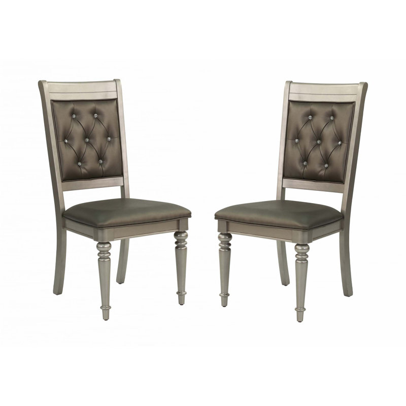 Chaises d'appoint de salle à manger capitonnées argentées