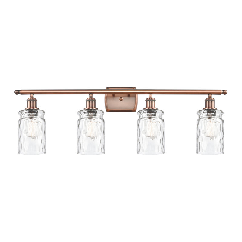 Binkley 4 - Light Dimmable Vanity Light, Antique Copper, Clear Waterglass, Bulb Not Included