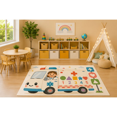 Tapis d'ambulance «Ultra Léger» 5 pi x 7 pi, tapis de jeu éducatif pour enfants, formes et chiffres
