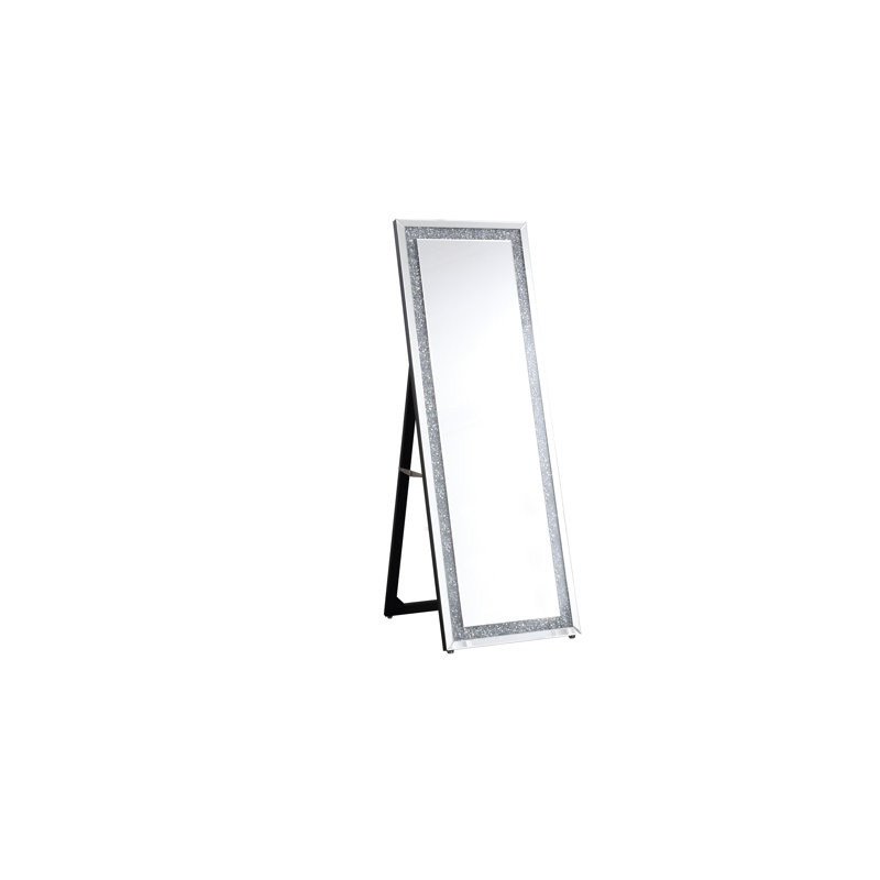 Flat Floor Mirror, Silver Crystal