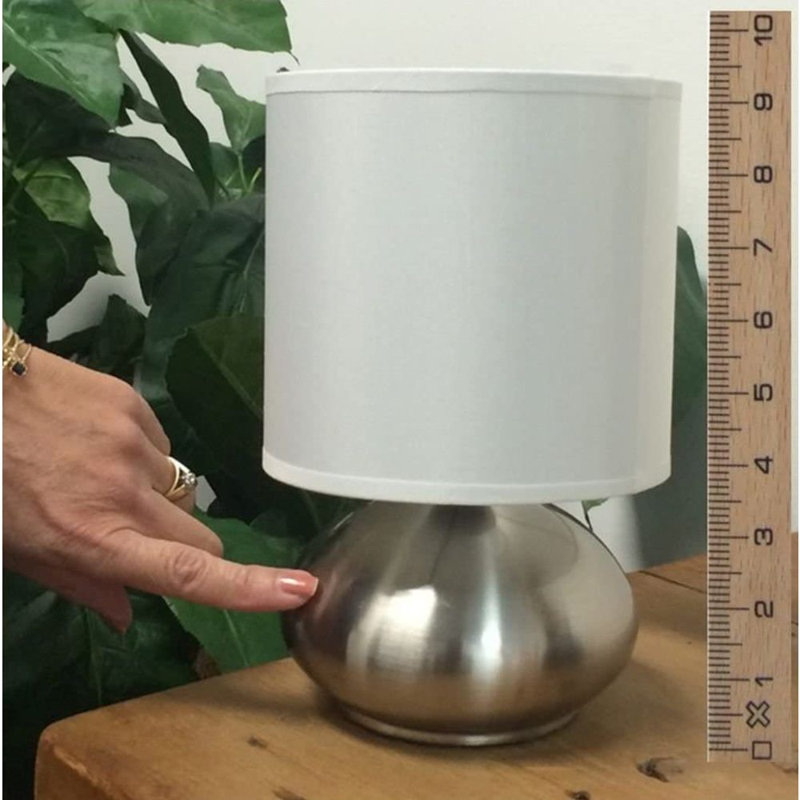 Warminster 9.25" Brushed Steel Table Lamp Set, Brushed Steel