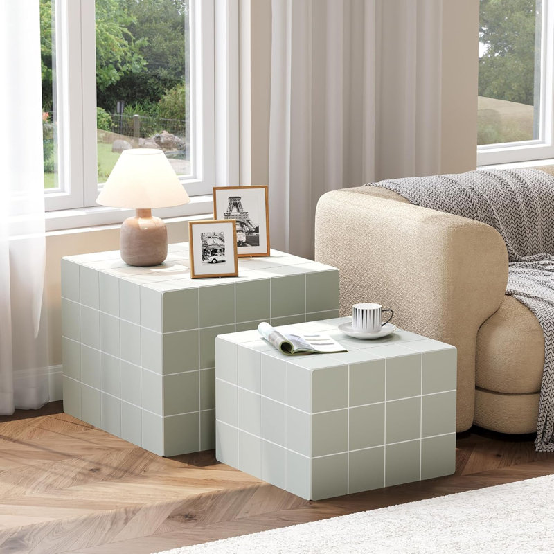 Ensemble de 2 tables basses gigognes, Gris
