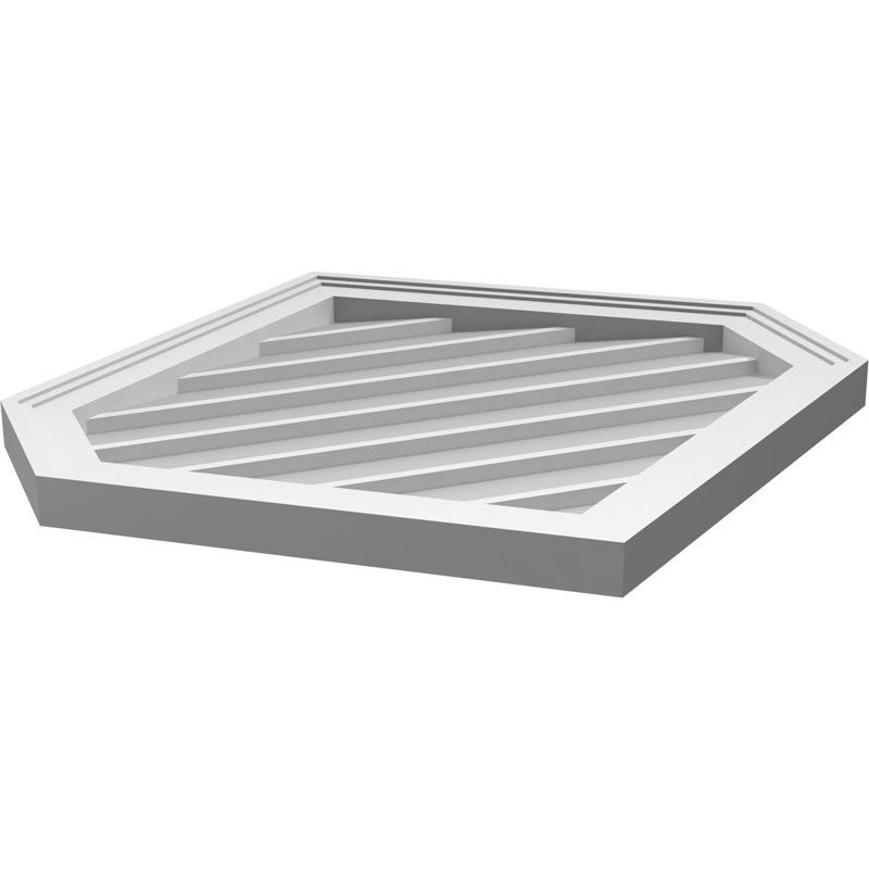 Vertical Peaked Surface Mount Signature Urethane Non-Functional Gable Vent 9/12 Pitch Primed Tan, 26" H x 26" W x 1.5" D