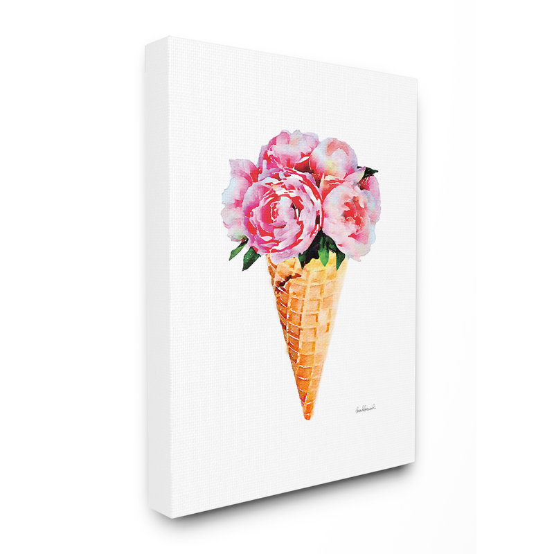 «Minimal Icecream Cone with Pivoines», impression, Toile tendue, H 40 po x l 30 po x P 1,5 po