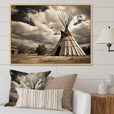 Grey Native Tent Shadows Of Heritage I - Native American Art Framed Wall Art