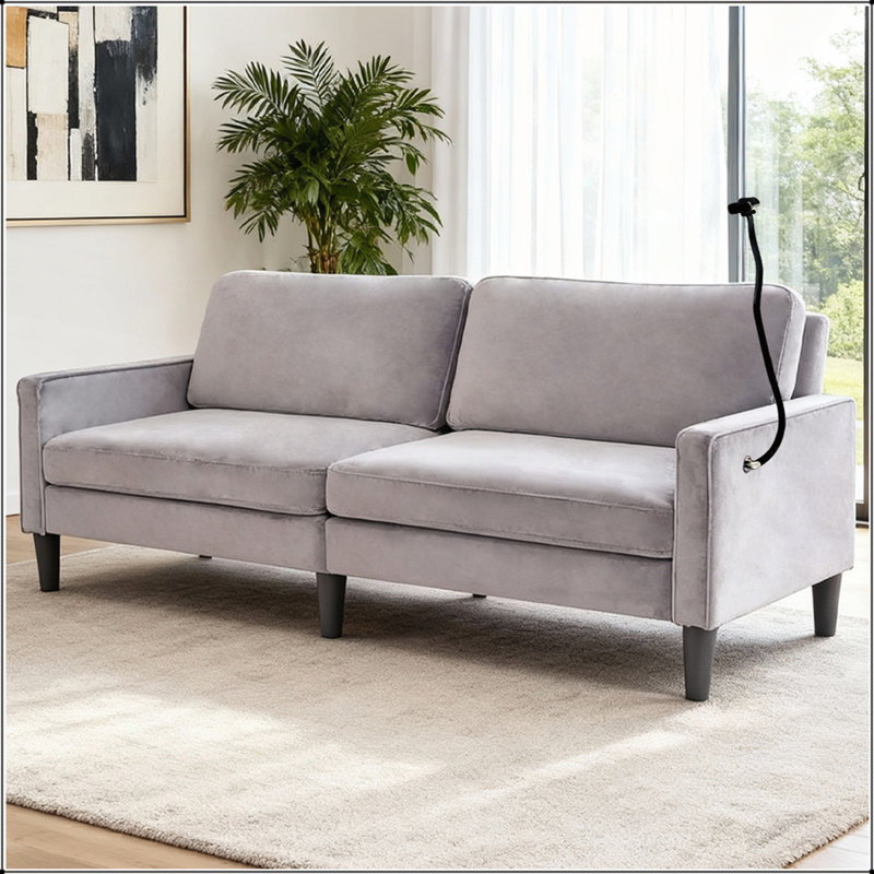 Modern Loveseat Sofa with Removable Cover, Spring Cushions, and Solid Wood Frame for Living Room