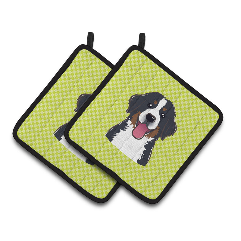 Cuisinier poignée pour chien mountain bouvier bernois caroline Checkerboard, Lime