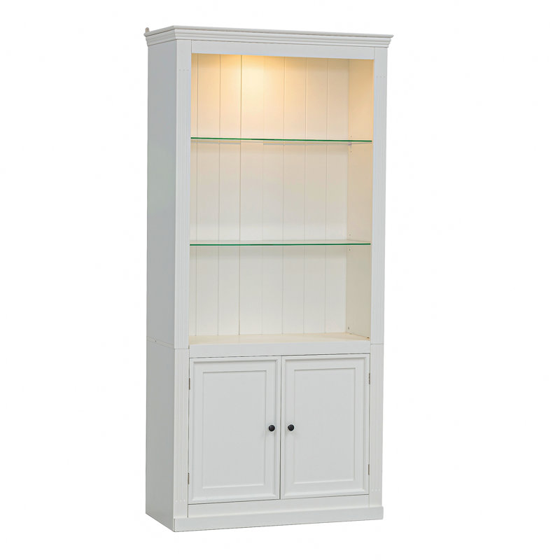 Tall Glass Display Cabinet With 2 Adjustable Shelves,Curio Display Cabinet With 5 Colours Adjustable LED Ceiling Light , Tempered Glass Floor Standing Bookcase With 2 Doors Cabinet For Living Room, Bedroom, 78.75’’X 35.45’’ X 16.75’’, White
