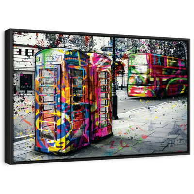 London Phone Booths Paint Splash Canvas Print