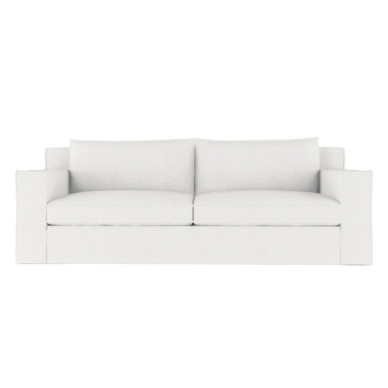 Mulberry Square Track-Arm Sofa with Flange Seam, Box Weave Linen Silver Streak, 33" H x 96" W x 45" D, Weathered